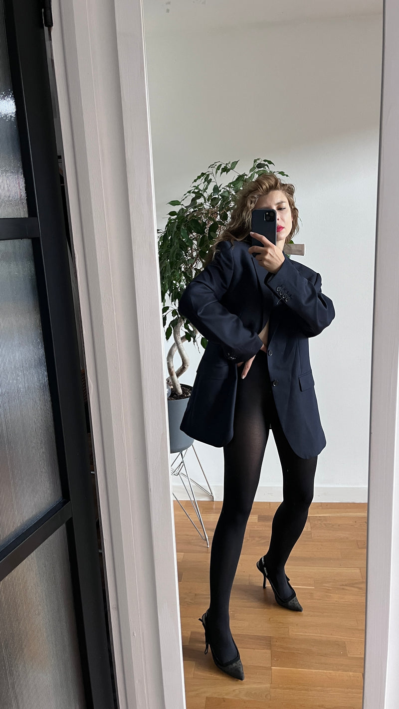 Reworked Men's Blazer With Back Cut Out And White Bows