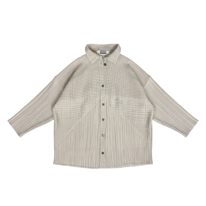Beige Multi Way Accordion Pleated Shirt