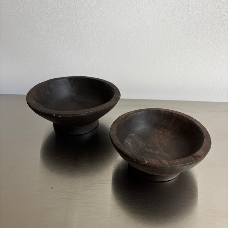 Set Of Two Kamagong Wood Hand Carved Bowls