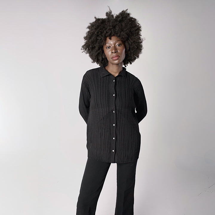 Black Multi Way Pleated Blouse