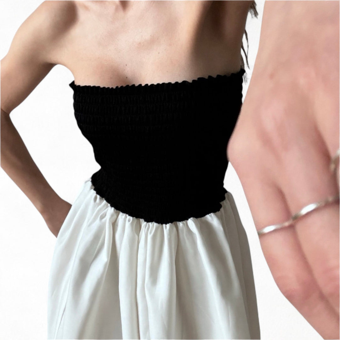 Smocked black and white balloon multi-wear skirt or dress