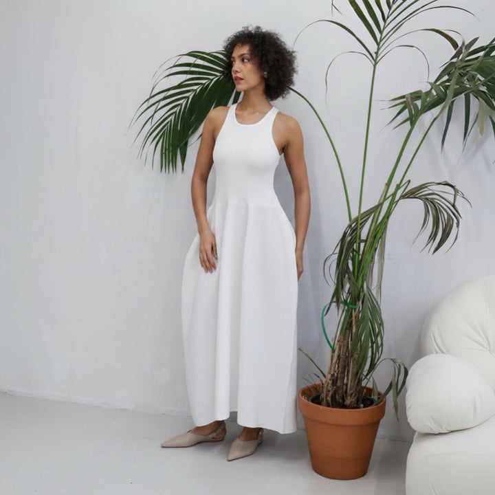 White Knitted Maxi Dress
