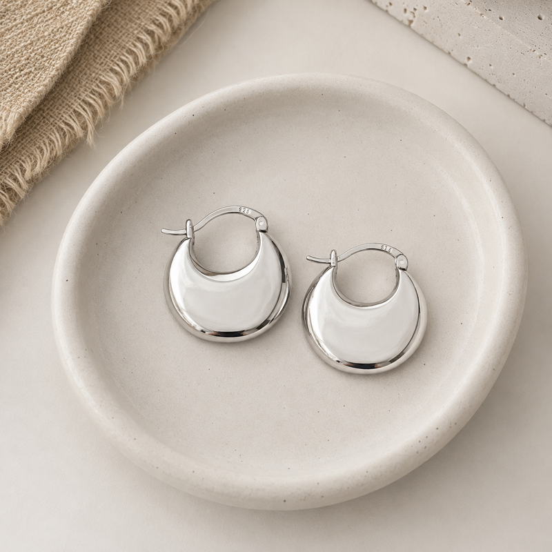 Sterling Silver Chunky Hoop Earring