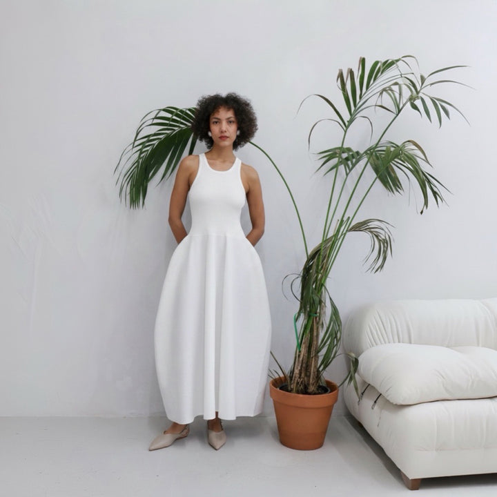 White Knitted Maxi Dress