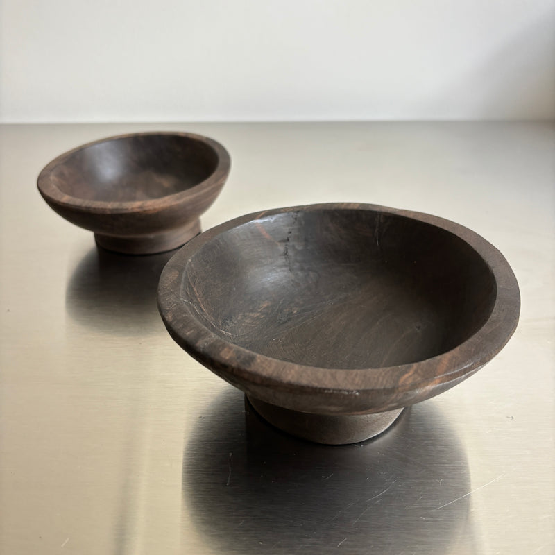 Set Of Two Kamagong Wood Hand Carved Bowls