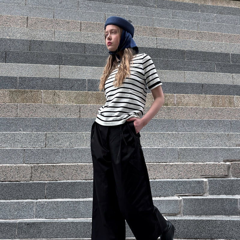 Navy Straw Pillbox Hat