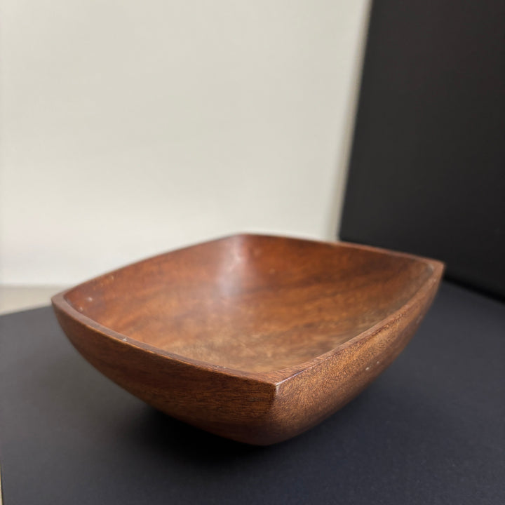 Walnut wood square hand carved bowl