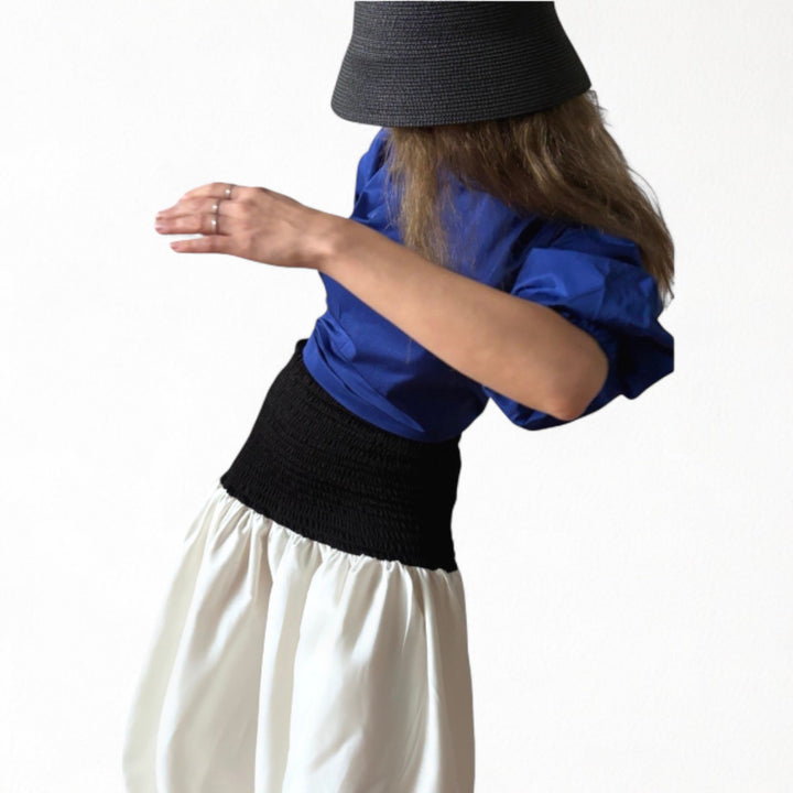 Smocked black and white balloon multi-wear skirt or dress