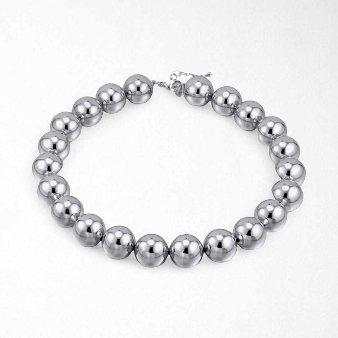 Silver string beaded necklace