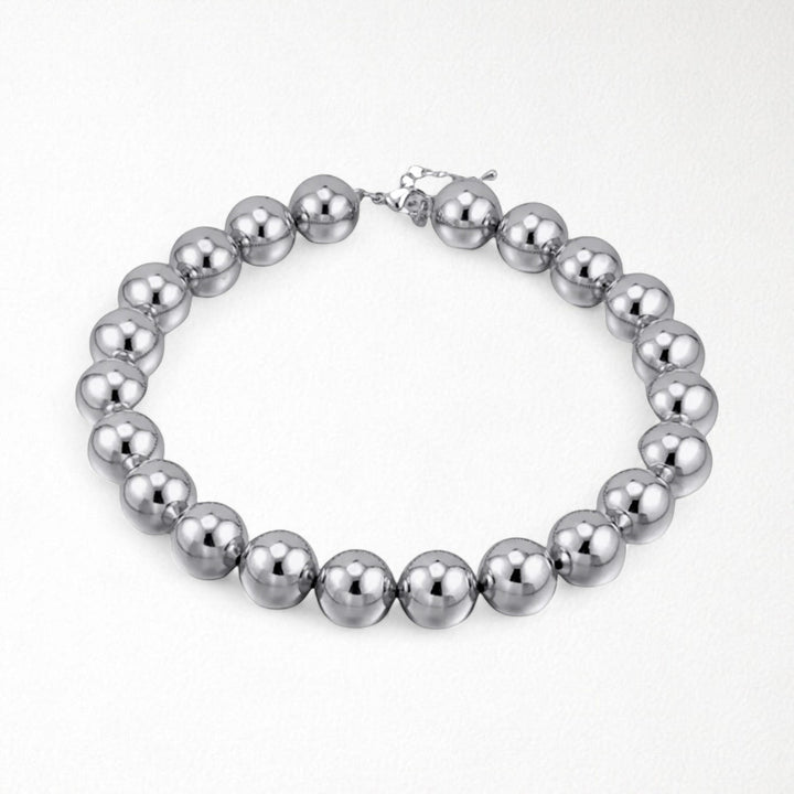 Silver string beaded necklace