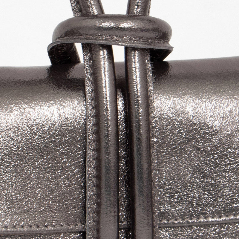 Trixie Italian Leather Wristlet Clutch Bag - Gun Metal, Metallic