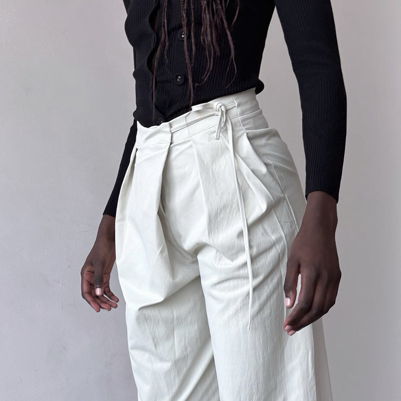 Light Grey Technical Culottes With Wrap Detail