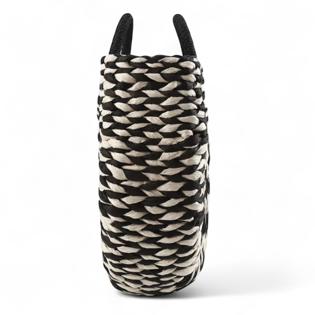 Rattan braided tote basket with handle