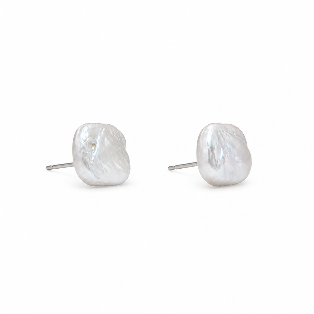 Freshwater Irregular Square Pearl Earrings