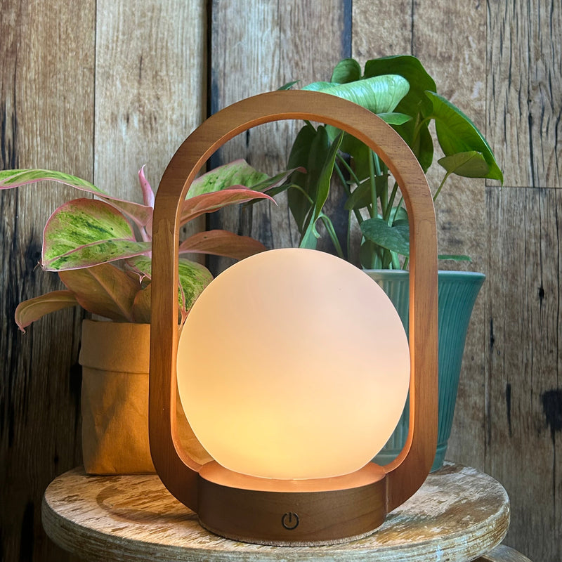 Sixton London Teak Lantern Style Lamp