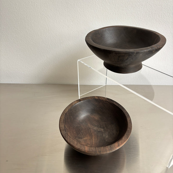 Set of two Kamagong wood hand carved bowls