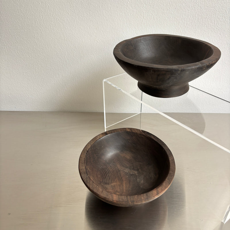 Set Of Two Kamagong Wood Hand Carved Bowls