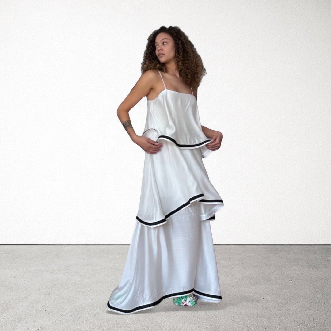 White layer dress with spaghetti straps