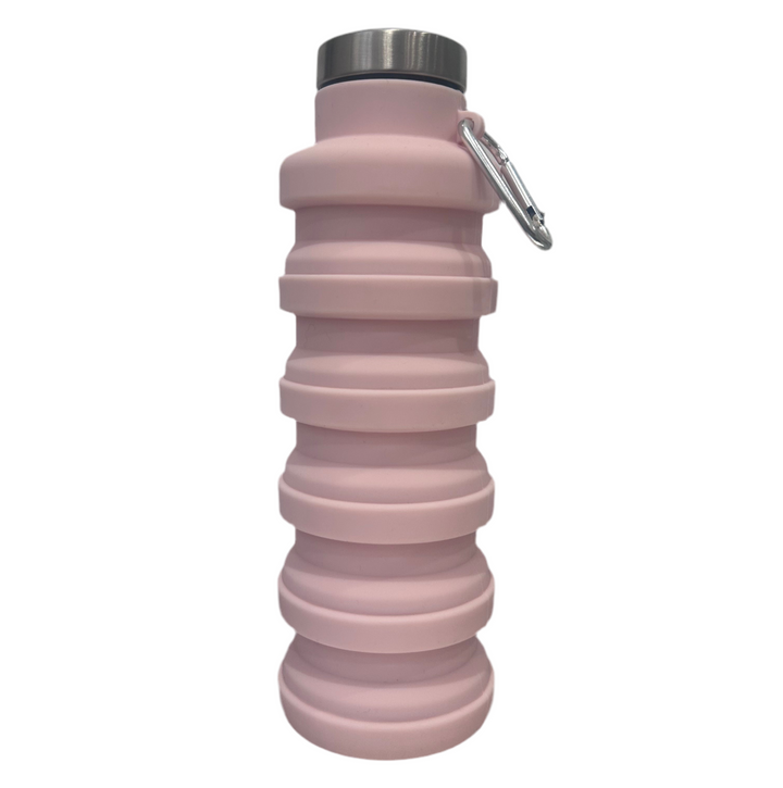 Pink Silicone Foldable Water Bottle