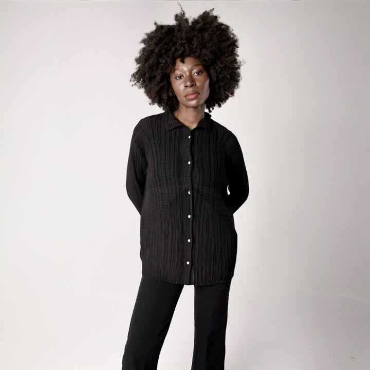 Black Multi Way Pleated Blouse