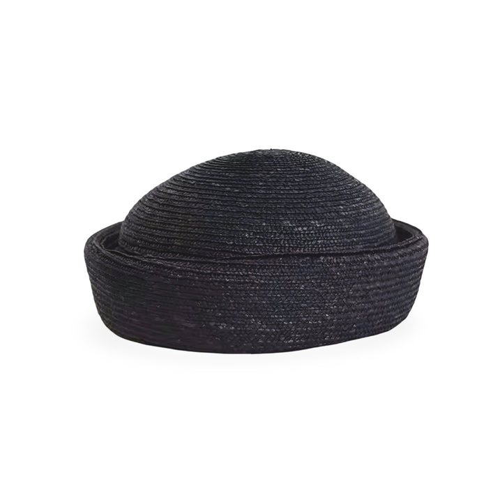 Black Straw Pillbox Hat