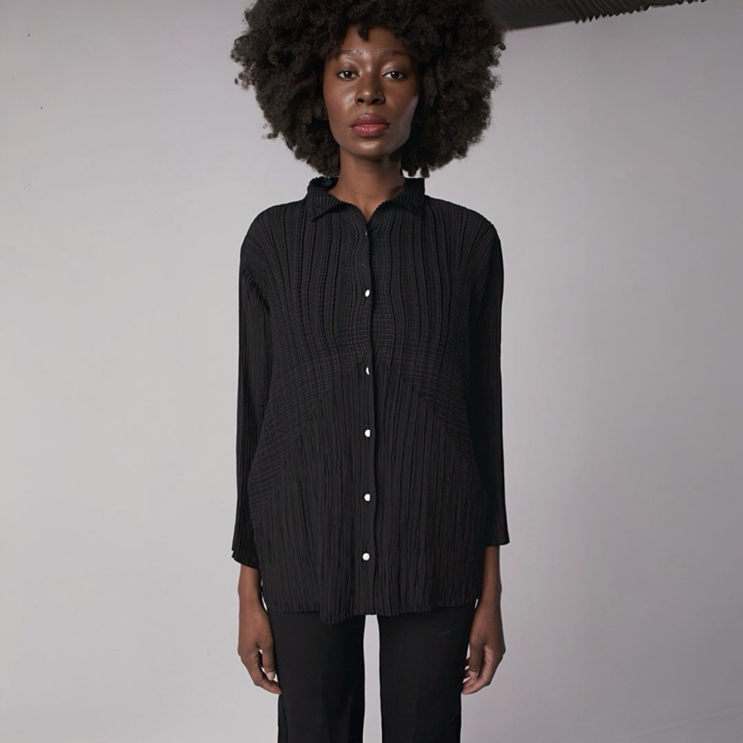 Black Multi Way Pleated Blouse