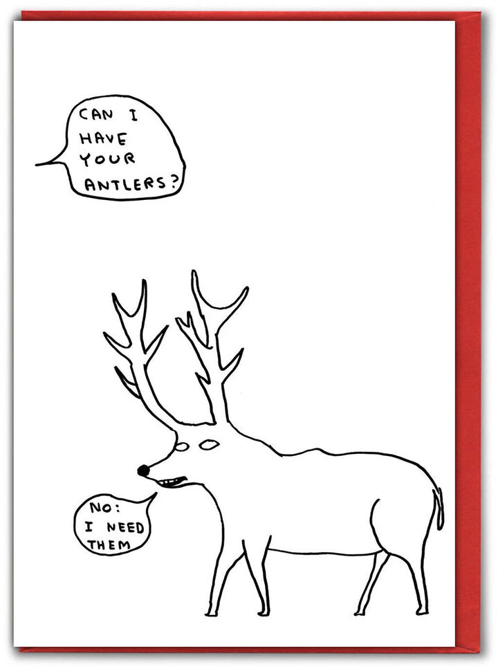 David Shrigley Funny Christmas Card - Antlers