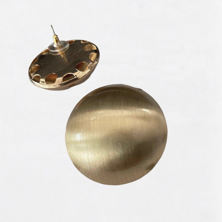 Big brushed gold stud earrings