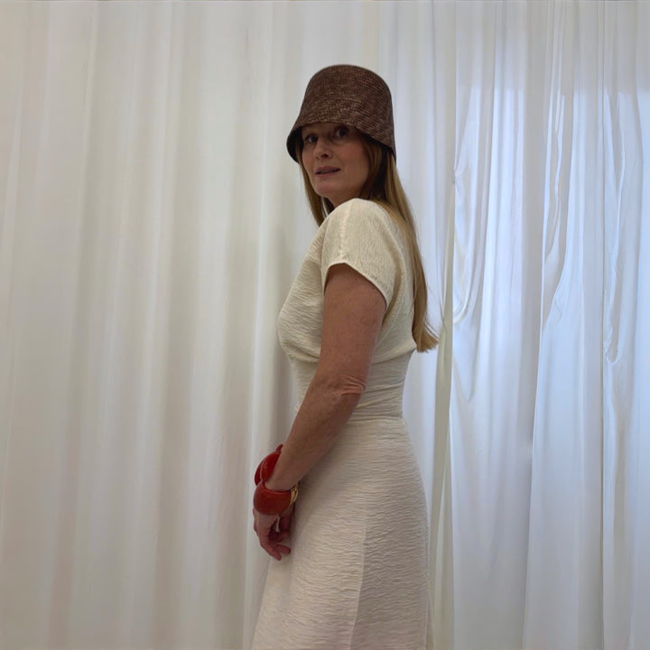 Woven Straw Lamp Bucket Hat