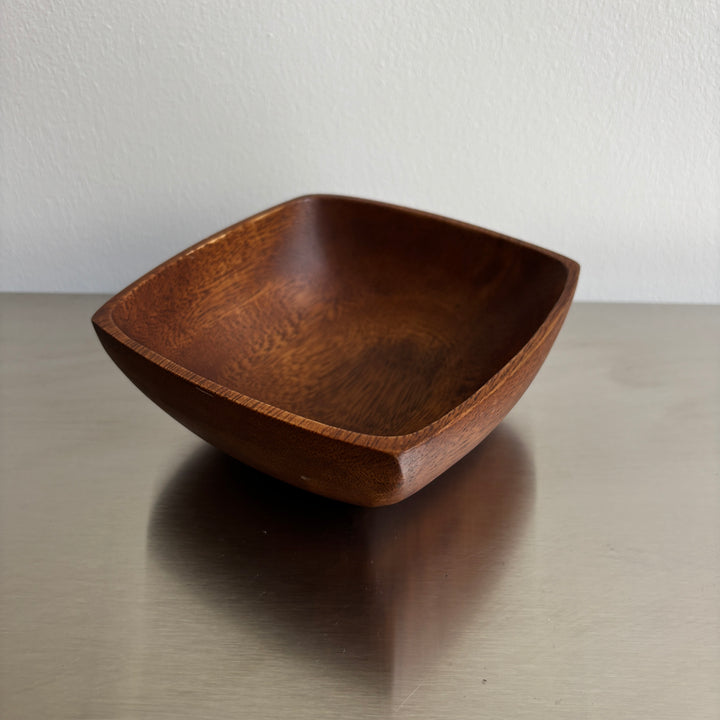 Walnut wood square hand carved bowl