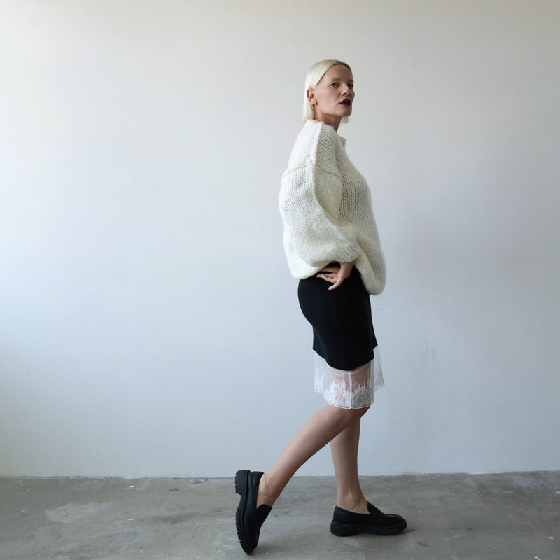 Beige Wool Chunky Knit Oversized Jumper
