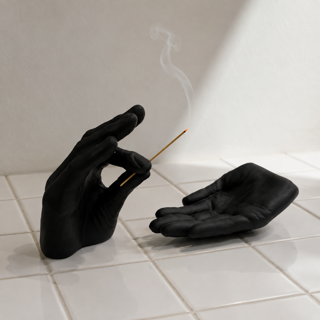 Black Handheld Incense Holder Set