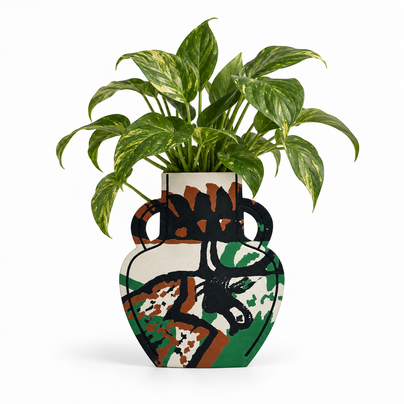 M2P Crete Amphora Large Vase Black Green Clay