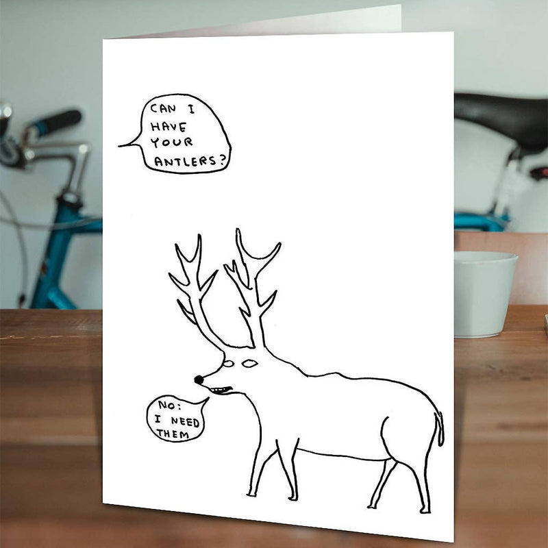David Shrigley Funny Antlers Christmas Card