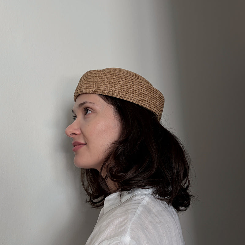 Natural Straw Pillbox Hat