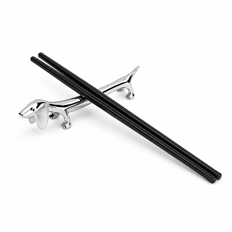 Silver Sausage Dog Dachshund Chrome Chopstick & Knife Rest