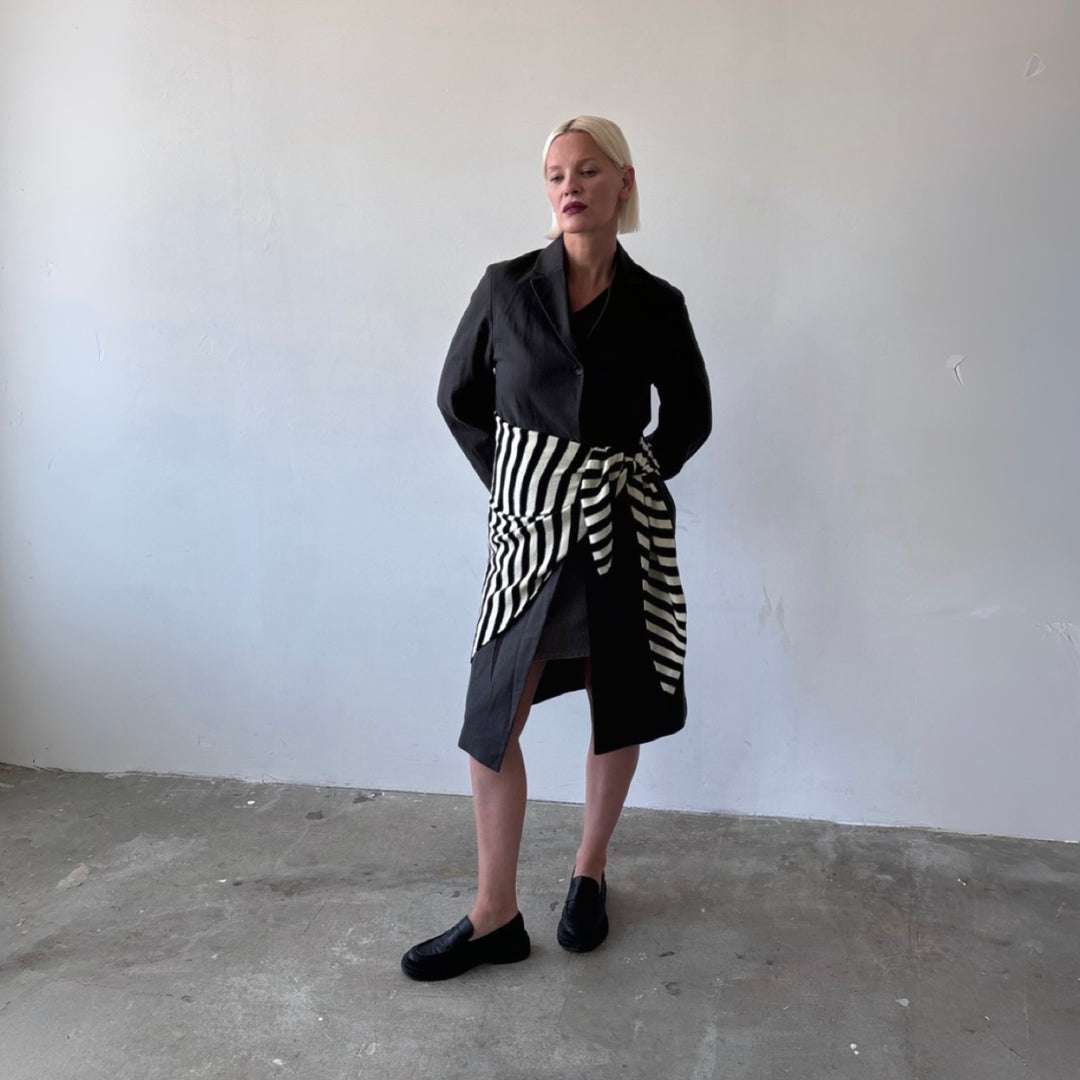 Striped Wool Large Triangle Knitted Scarf