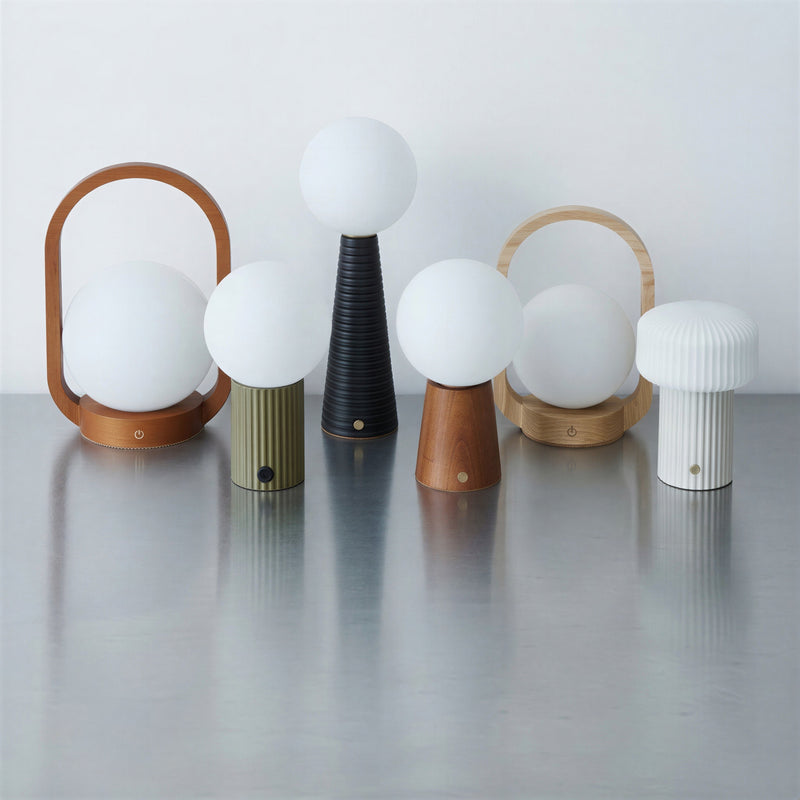 Ribbed Deco Cone Charcoal Rechargeable Touch Lamp