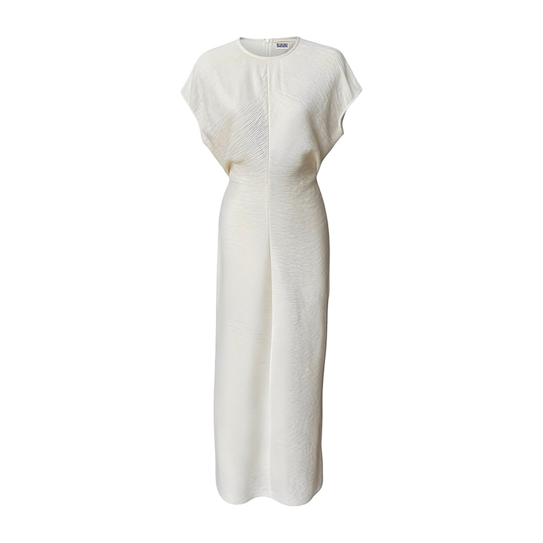 Beige Crinkled A Line Dress