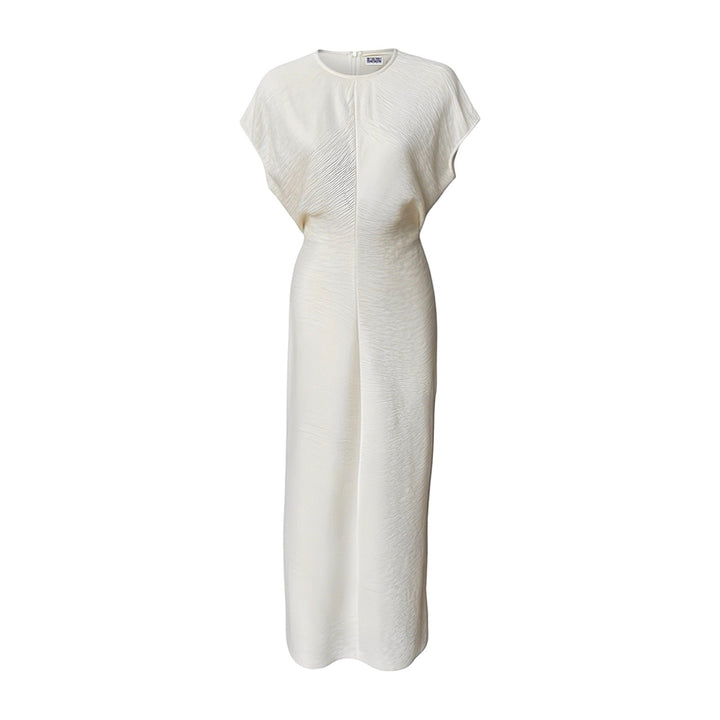 Beige Crinkled A Line Dress