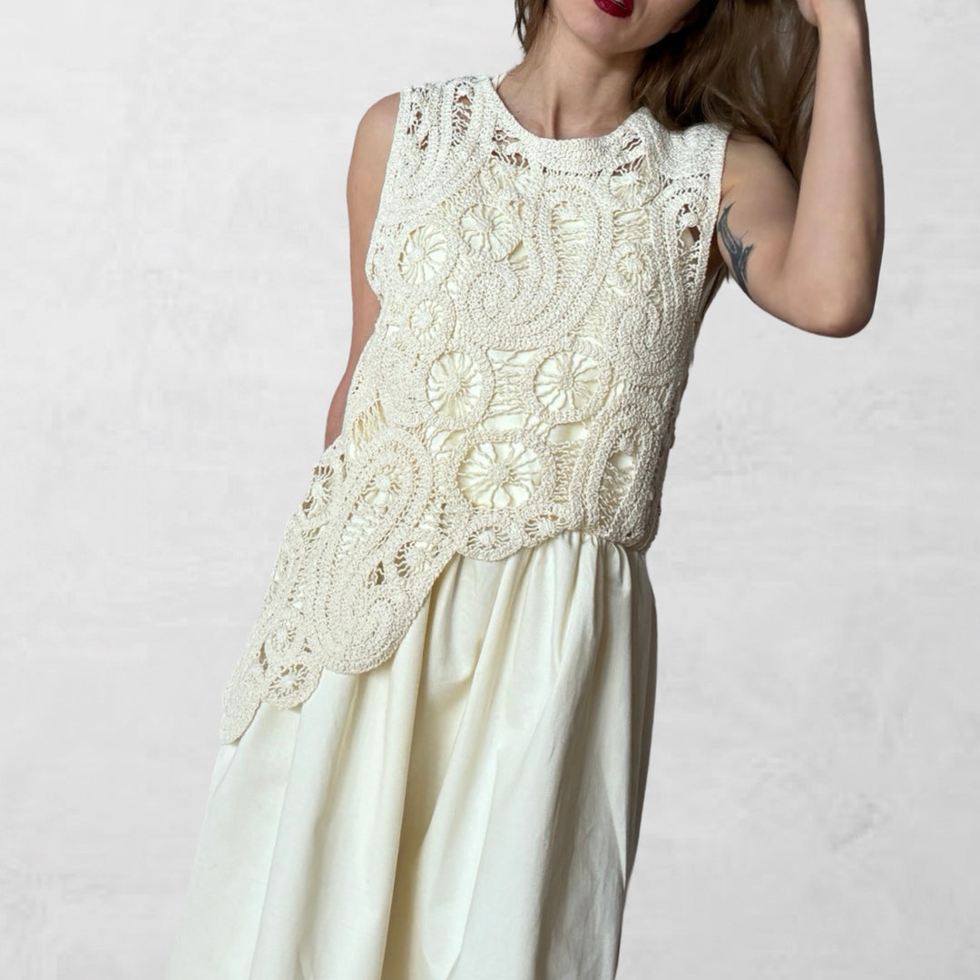 Cream crochet maxi cotton dress