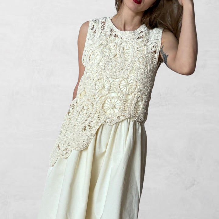 Cream crochet maxi cotton dress