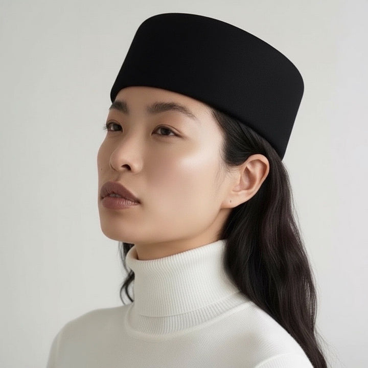 Black wool pillbox hat