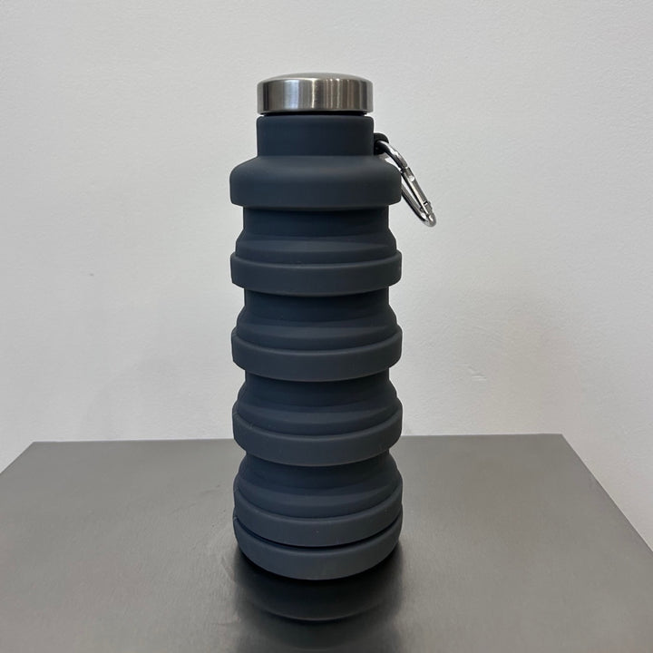 Grey Silicone Foldable Water Bottle