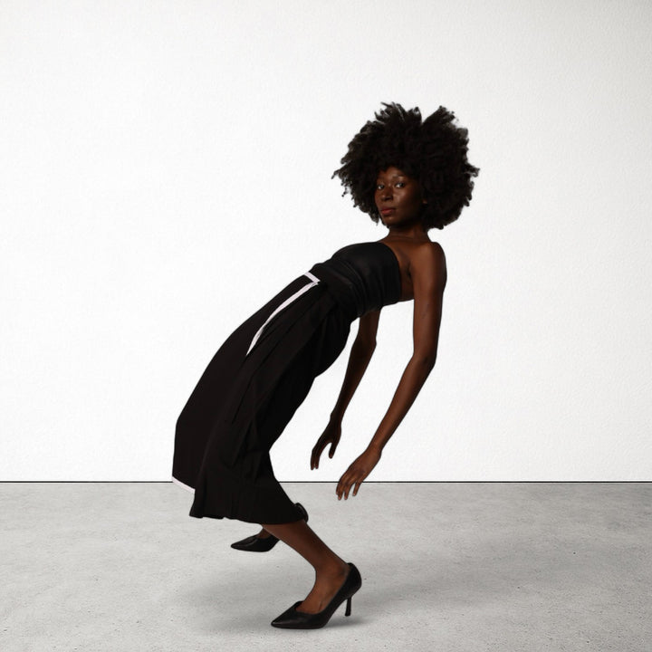 Black asymmetrical culottes with wrap detail