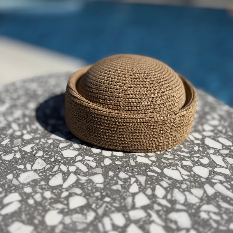 Natural Straw Pillbox Hat