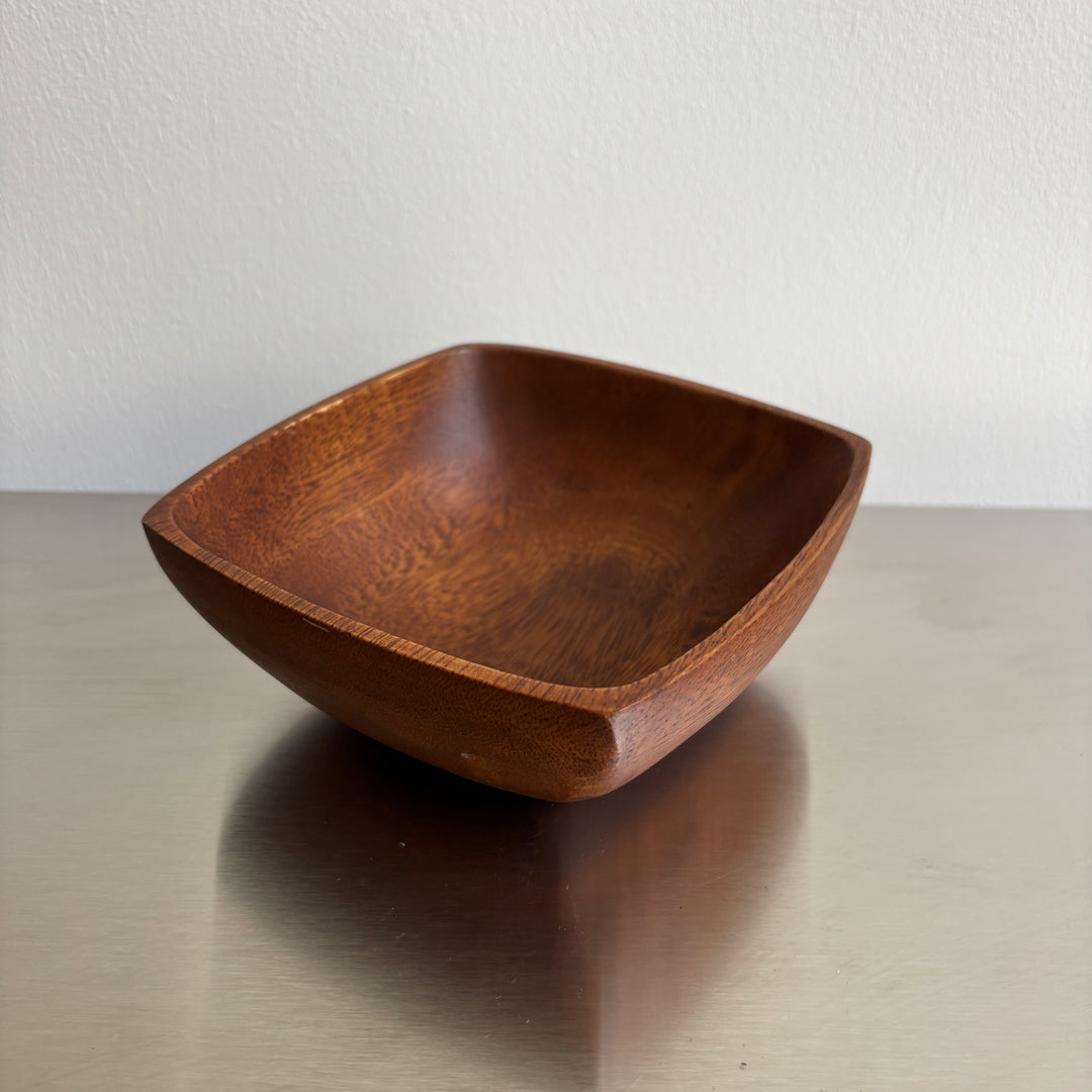 Walnut wood square hand carved bowl