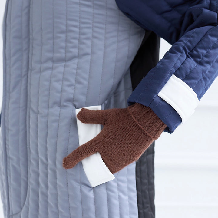 Brown Soft Two Finger Knitted Mitten Gloves