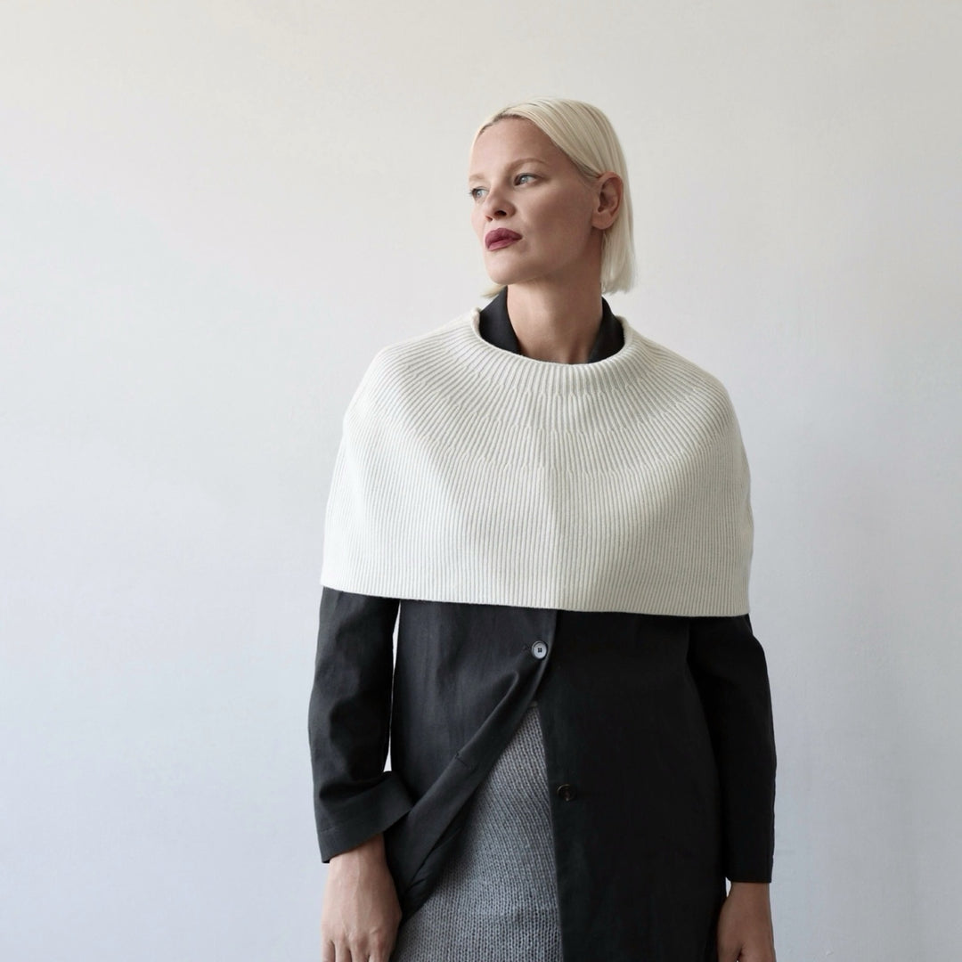 Cream mohair wool knitted cape