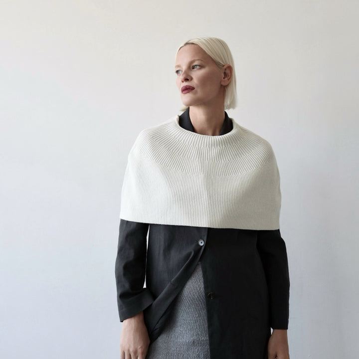 Cream mohair wool knitted cape